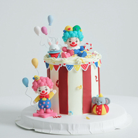 Ensemble de décorations de gâteau réutilisables sur le thème du cirque 3D, figurines de clown, pics à ballons, guirlandes pour Halloween, Nouvel An, fêtes d'anniversaire pour enfants