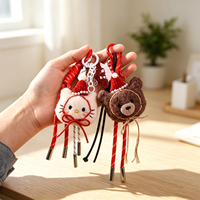 Porte-clés en peluche de Noël, breloque de sac mignonne en forme d'ours ou de chat, pendentif chapeau de Père Noël, jouets pour femmes et filles