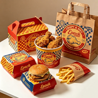 Scatole di Carta Personalizzate per Patatine Fritte e Hamburger, Confezioni per Fast Food, Scatole Personalizzate per Pollo Fritto, Contenitori per Cibo da Asporto