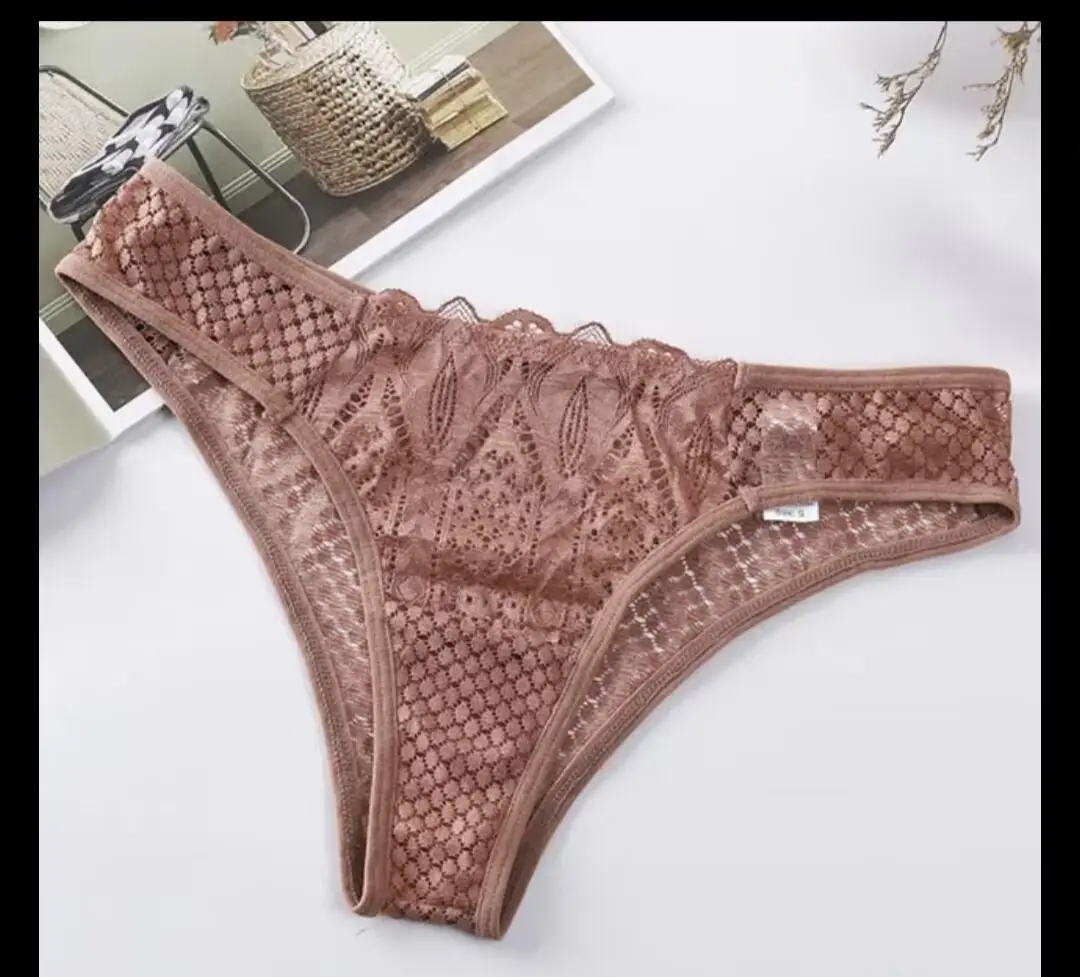 Celana dalam renda renda kerawang wanita, celana dalam Retro potongan rendah seksi dengan dekorasi berongga untuk dewasa