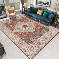 Tapis de luxe personnalisé à motif géométrique moderne bleu et or avec impression pour salon, chambre et décoration d'hôtel