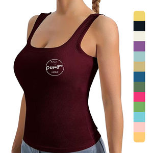 Débardeur côtelé pour femmes, 95% coton, 5% élasthanne, respirant, extensible, col carré, coupe ajustée, plumes sexy, nouveauté - Product Image 1