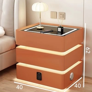 Muebles de Dormitorio, Mesita de Noche Inteligente con Tres <span class=keywords><strong>Cajones</strong></span>, Madera Maciza Moderna, Carga Inalámbrica, Iluminación LED, Lujo - Product Image 6