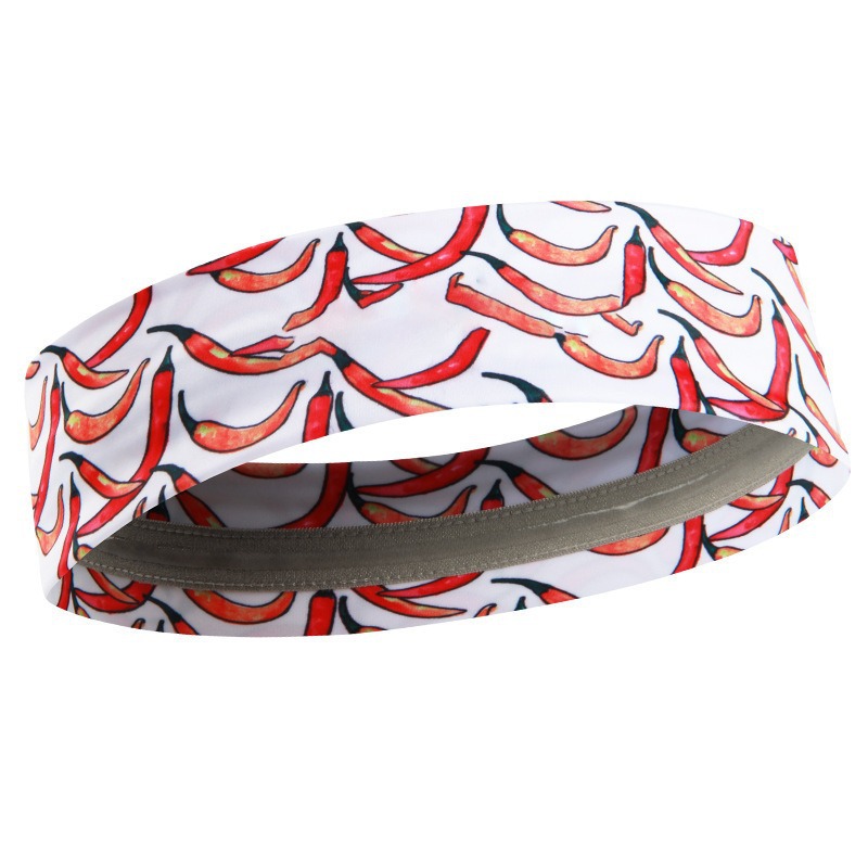 Bandeau pour cheveux en époxy imprimé avec de petits piments.