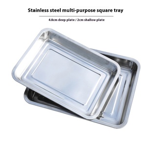 Assiette carrée en acier inoxydable épaissi Yolecen, <span class=keywords><strong>plat</strong></span> multi-usages pour aliments grillés, riz cuit à la vapeur, <span class=keywords><strong>poisson</strong></span>, qualité supérieure - Product Image 2