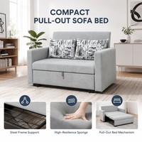 Canapé-lit compact pliable en tissu et acier, style nordique minimaliste, écologique et durable, idéal pour petit appartement, prix usine
