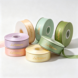 Florist Wedding Use Pastel Macaron Gold Foil Printed Grosgrain <b>Ribbon</b> Polyester Bouquet Gift Wrapping <b>Ribbon</b> - Product Image 3