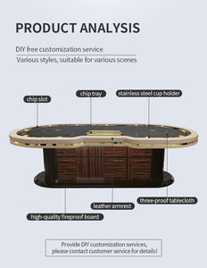 Table de poker Texas professionnelle de casino, de forme ovale, divertissement, Texas Hold'Em, support personnalisé, durable, MDF+bois+matériau PU personnalisé - Product Image 4