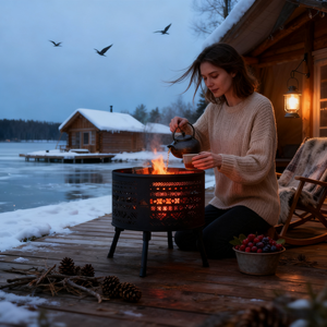 Brasero de jardin sphérique en acier corten résistant aux intempéries, produits de jardin - Product Image 3