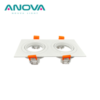 Spot à double tête carré à réglage encastré double gu10 mr16 boîtier de downlight