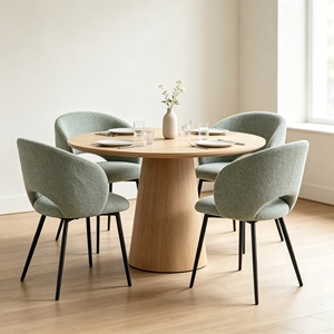Chaise de salle à manger rembourrée moderne avec pieds en métal, assise en tissu, design contemporain, mobilier pour la maison - Product Image 2