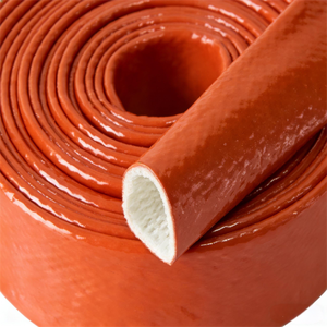 Manchon <span class=keywords><strong>de</strong></span> câble résistant à la chaleur et ignifuge, revêtement en caoutchouc silicone, manchon ignifuge sans alcali, manchon en fibre <span class=keywords><strong>de</strong></span> verre silicone tressé ignifuge - Product Image 1