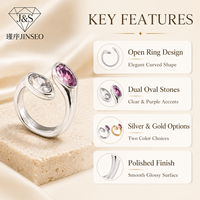 Anillo Abierto en Espiral de Cristal Colorido, Plateado, Estilo OEM, Geométrico, Minimalista, Unisex, para Proyectos de Regalos al por Mayor