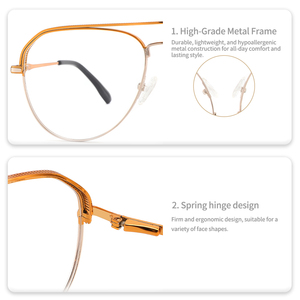 Vente en gros de lunettes de vue vintage en métal pour hommes et femmes, montures optiques pilote à double pont, sur mesure, logo personnalisé, fabricant OEM - Product Image 2