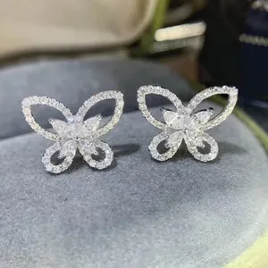 Anting Berlian Alami Wanita Trendi Bentuk Kupu-kupu Besar Kustom 2020 Anting Emas 18K