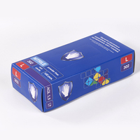 Boîte à fermeture automatique avec fenêtre, motif texte russe bleu, pour 100 gants de travail en nitrile jetables sans poudre, emballage de sécurité