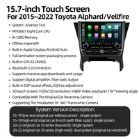 Écran tactile Android 15,7 pouces avec GPS DSP et CarPlay sans fil pour Alphard/Vellfire 2015-2022, navigation multimédia 8+128 Go