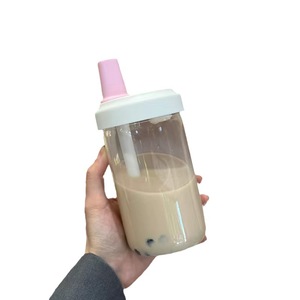 Cốc rơm hai lớp dễ thương cho trà sữa và cà phê thủy tinh nước uống - Product Image 1