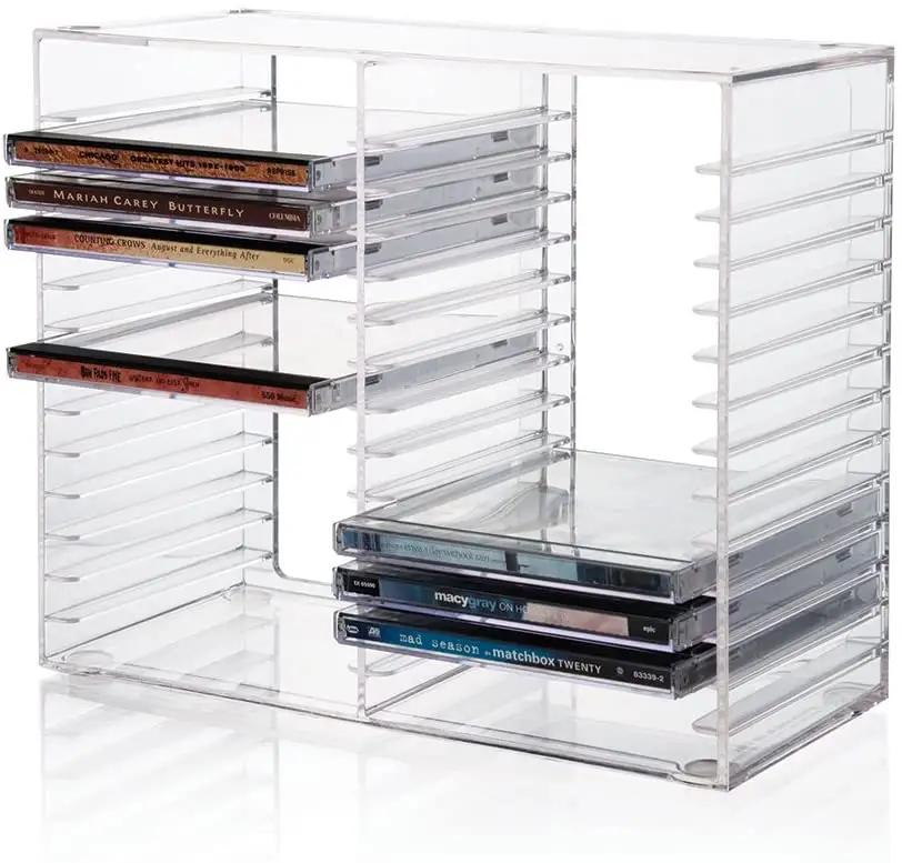 Stapelbaar Clear Plastic Cd Houder-Houdt 30 Standaard Cd Jewel Cases