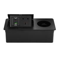 Prise de sol multifonctionnelle USB Type-C à charge rapide, design pop-up dissimulé, norme indonésienne et européenne, en aluminium