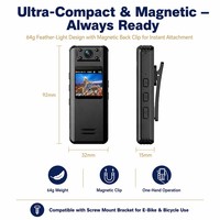 Cámara Corporal HD 1080P con Control por Voz IA, Batería de 11H, Visión Nocturna 180° °   Clip Magnético Giratorio para Lentes con Seguridad para Grabación