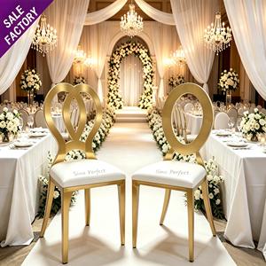 Decoration Furniture Outdoor Comfortable White Pu Leather Golden Banquet Party Stainless Steel <b>Chair</b> for <b>Dining</b> - Product Image 1