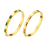 Bracelet de haute qualité, imperméable, sans ternissement, bijoux de mode, plaqué or 18 carats, acier inoxydable, bracelet ouvert en zircon cubique