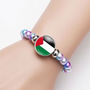 Bracelet perlé multicolore drapeau palestinien en gros, cadeau commémoratif drapeau mondial, bracelet élastique pour hommes et femmes, promotion - Product Image 5