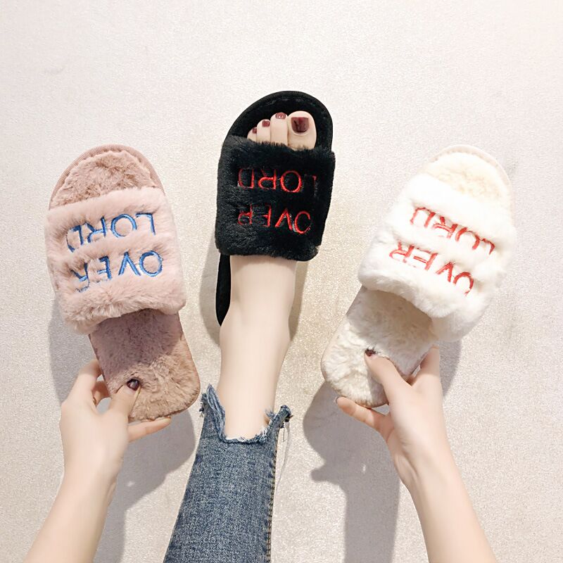 Модные меховые тапочки, женские тапочки, женские сандалии на плоской подошве, пушистые мягкие плюшевые шлепанцы из искусственного меха, домашние тапочки