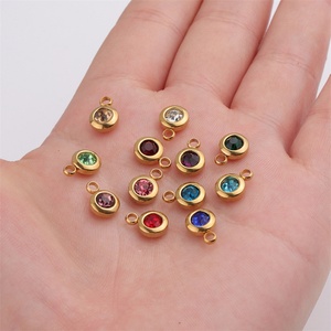Pendentifs en Zircon Classiques Plaqué Or en Acier Inoxydable pour la Fabrication de Bijoux, Breloques Délicates pour Femmes et Enfants, 12 Pierres de Naissance en Gros - Product Image 4