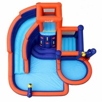 Toboggan aquatique gonflable 14 pieds x 12 pieds avec deux piscines et un long toboggan pour s'amuser dans l'eau au bord de la piscine
