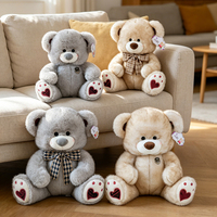 Original Source Supply Adorable Ours en Peluche Doux Kawaii Couleur Tan avec Joues Rosées et Pattes en Cœur, Cadeau de Fêtes, Animal en Peluche