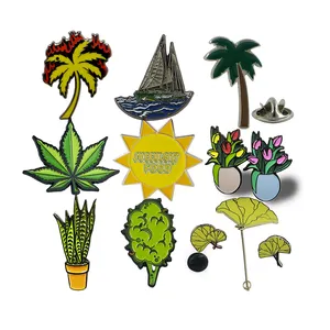 Bán buôn tùy chỉnh dễ thương kim loại sơn màu nhà máy Hình dạng hoa lá hat men mềm <span class=keywords><strong>pin</strong></span> với cao su trở lại ly hợp - Product Image 2