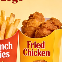 Boîtes à frites en papier personnalisées en gros, emballages alimentaires à ouverture supérieure pour frites, poulet frit, fournitures pour restaurants de restauration rapide