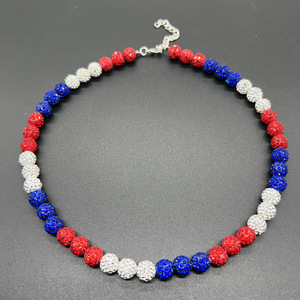 Vente en gros de colliers croisés pour garçons collier de baseball personnalisé réglable en cristal brillant avec perles en strass - Product Image 4
