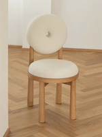 Chaise de salle à manger de style minimaliste moderne tabouret de ménage crème confortable tabouret d'habillage en bois massif de célébrité cyber salon