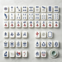 Ensemble de Mahjong de Luxe Fait Main de Singapour, 156 Tuiles 40*30*20mm, Logo Personnalisé, Tuiles en Mélamine Bleues et Blanches, Tuiles Animaux, Joker, Boîte Cadeau, OEM ODM