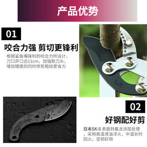 Sécateur télescopique vert 1030 mm, lame en acier allié, diamètre de coupe 30-50 mm, design bouche de requin, outil de jardinage - Product Image 5