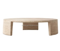 Table d'appoint moderne de luxe et design moderne Meubles de salon Chambre à coucher Maison Table basse ronde en bois de travertin blanc naturel
