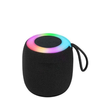 Appareil audio compact pour l'extérieur avec boîtier en tissu, éclairage dégradé RVB et son stéréo avec basses profondes, mini haut-parleur sans fil portable