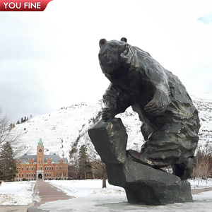 YOUFINE Statua di Orso in Bronzo a Grandezza Naturale, Scultura di Orso <span class=keywords><strong>Grizzly</strong></span> per Decorazione di Campus e Parchi all'Aperto - Product Image 6