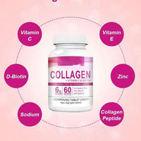 Complément Alimentaire Halal Certifié pour Adultes : Comprimés à Croquer de Collagène Marin, Peptides et Vitamine C pour le Blanchiment de la Peau (Marque Privée, OEM) - 60 Unités
