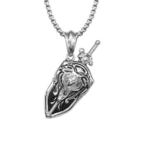 Ciondolo Scudo Vichingo con Totem di Leone, Amuleto Vintage Placcato Oro 18k in Acciaio Inossidabile, Gioielli di Moda Raffinati, Collane per Uomo, Vendita all'Ingrosso - Product Image 6