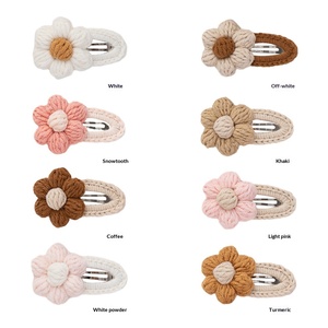 Nouvelle pince à cheveux en tissu fait main de style rétro à six pétales pour bébé fille, automne-hiver, paire cadeau - Product Image 5