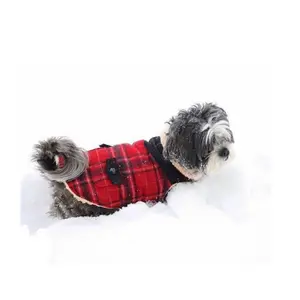 Hunde mantel Kunst wolle warme Stepp jacke Tweed Polyester Plaid gedruckt großen Hund Wintermantel