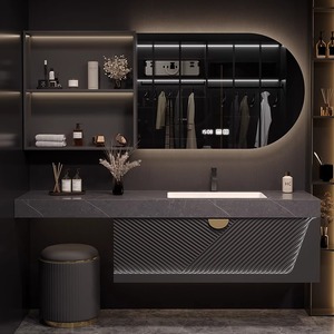 Muebles de <span class=keywords><strong>baño</strong></span> modernos <span class=keywords><strong>con</strong></span> <span class=keywords><strong>espejo</strong></span> inteligente para tocador, <span class=keywords><strong>espejo</strong></span> de <span class=keywords><strong>baño</strong></span> Simple montado en Color personalizado <span class=keywords><strong>con</strong></span> luces Led, juego de tocador - Product Image 1