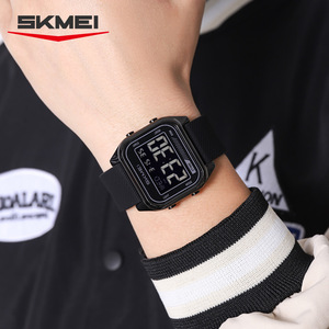 Skmei Digital Watch Men Black Silicone Strap Waterproof Luminous Sports Watch With Alarm Date Stopwatch Feature - Product Image 1
