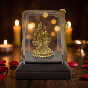 Statue artisanale Radha Shyam en acier inoxydable, idéale pour la décoration de temple domestique, salle de Puja, cadeau de mariage et de festival - Product Image 6