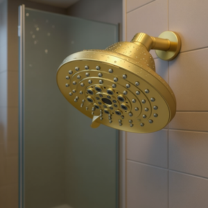 Cabezal de Ducha Fijo Dorado de Alta Presión de 5 Pulgadas con 6 Ajustes de Rociado, Boquillas Antiobstrucción, Montaje en Pared, Diseño Contemporáneo - Product Image 2