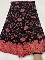 Tissu sergé 100 % coton pur K/C pour dentelle voile, broderie florale dorée, strass, 5 yards pour robe de mariée et jupes nigérianes